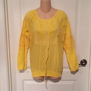 NWT Blue Plate cotton Boho Embroidered Blouse